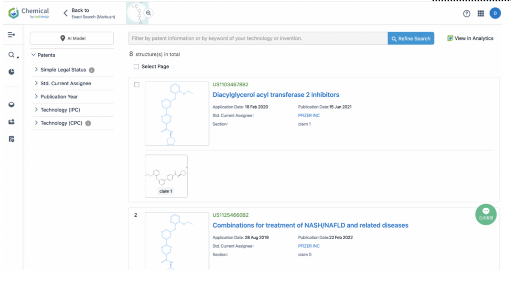 Retrieve exact structures matching, Patsnap Chemical